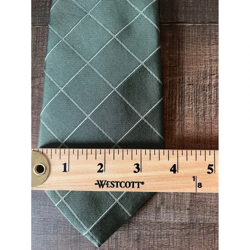 Brooks Brothers Makers Silk Tie Green Windowpane Check England Fabric‎ USA Made